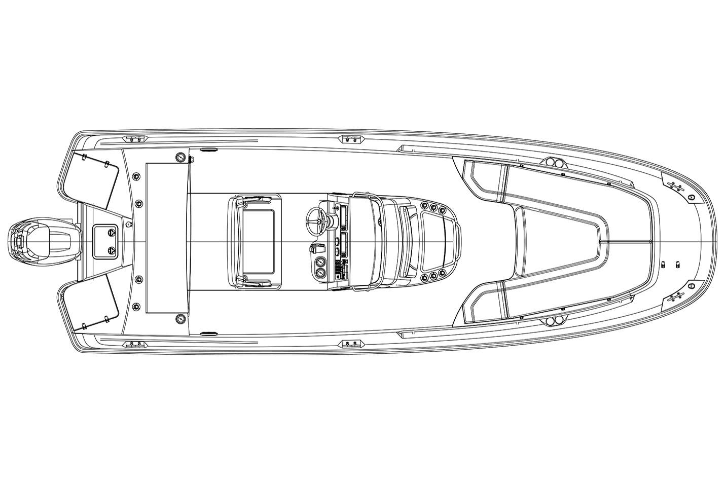 Manufacturer Provided Image: Top view schematic of a 2017 Boston Whaler 240 Dauntless boat.