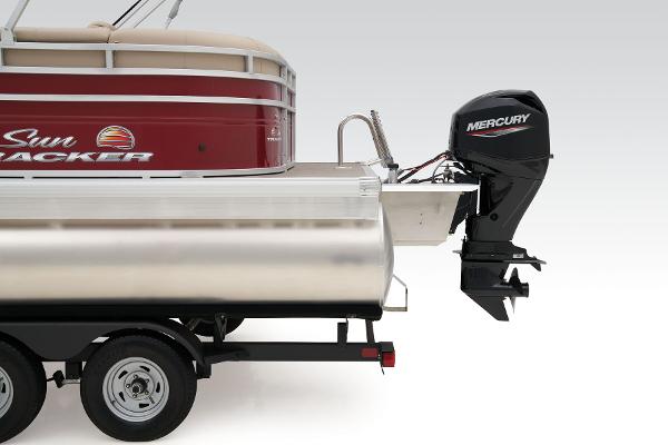 2024 Sun Tracker Party Barge 20 DLX pontoon boat with Mercury outboard motor.
