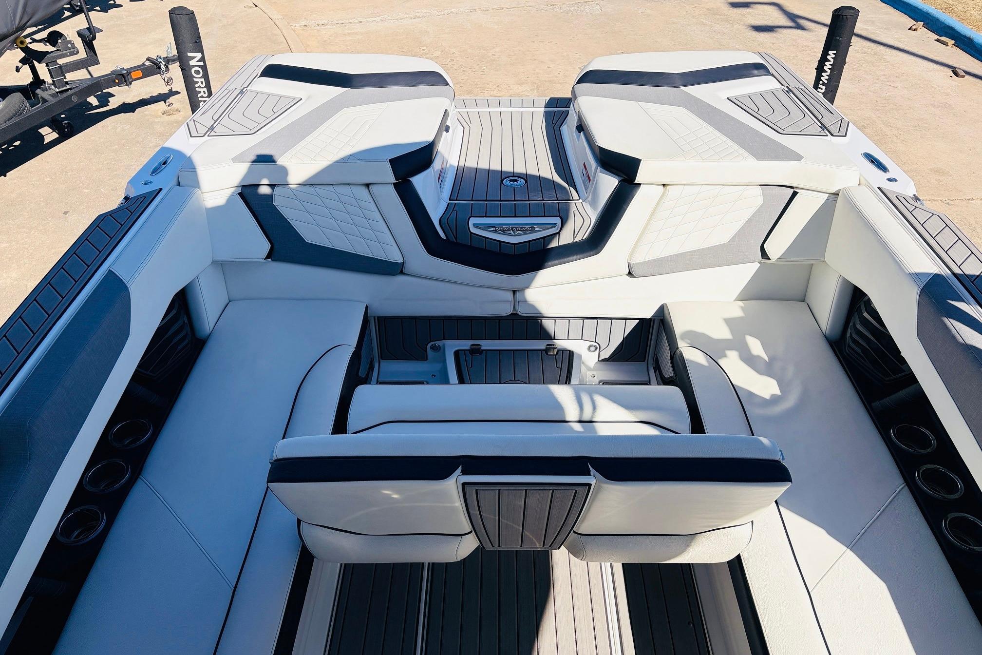 2023 Nautique Super Air Nautique G25 interior with luxurious seating and modern design.