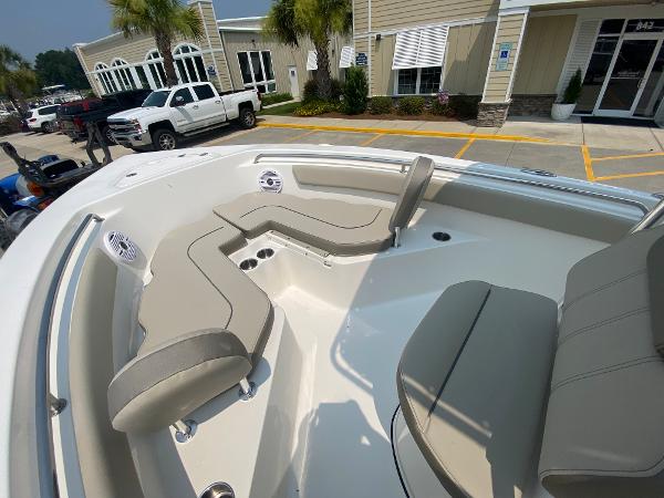 2024 Key West 203 FS boat with beige seating and modern design.