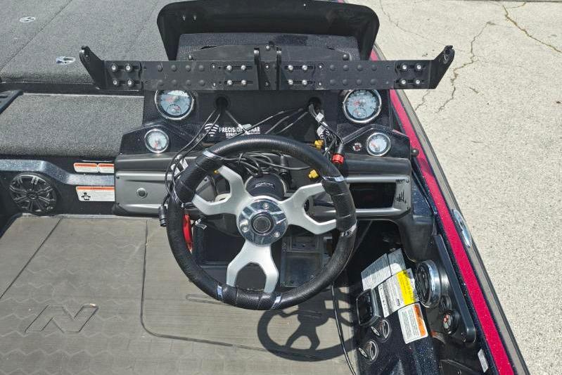 Steering console of 2022 Nitro Z21 XL Pro boat with gauges and controls.