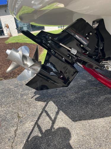 2024 Crownline Eclipse E255 boat propeller and outdrive detail.