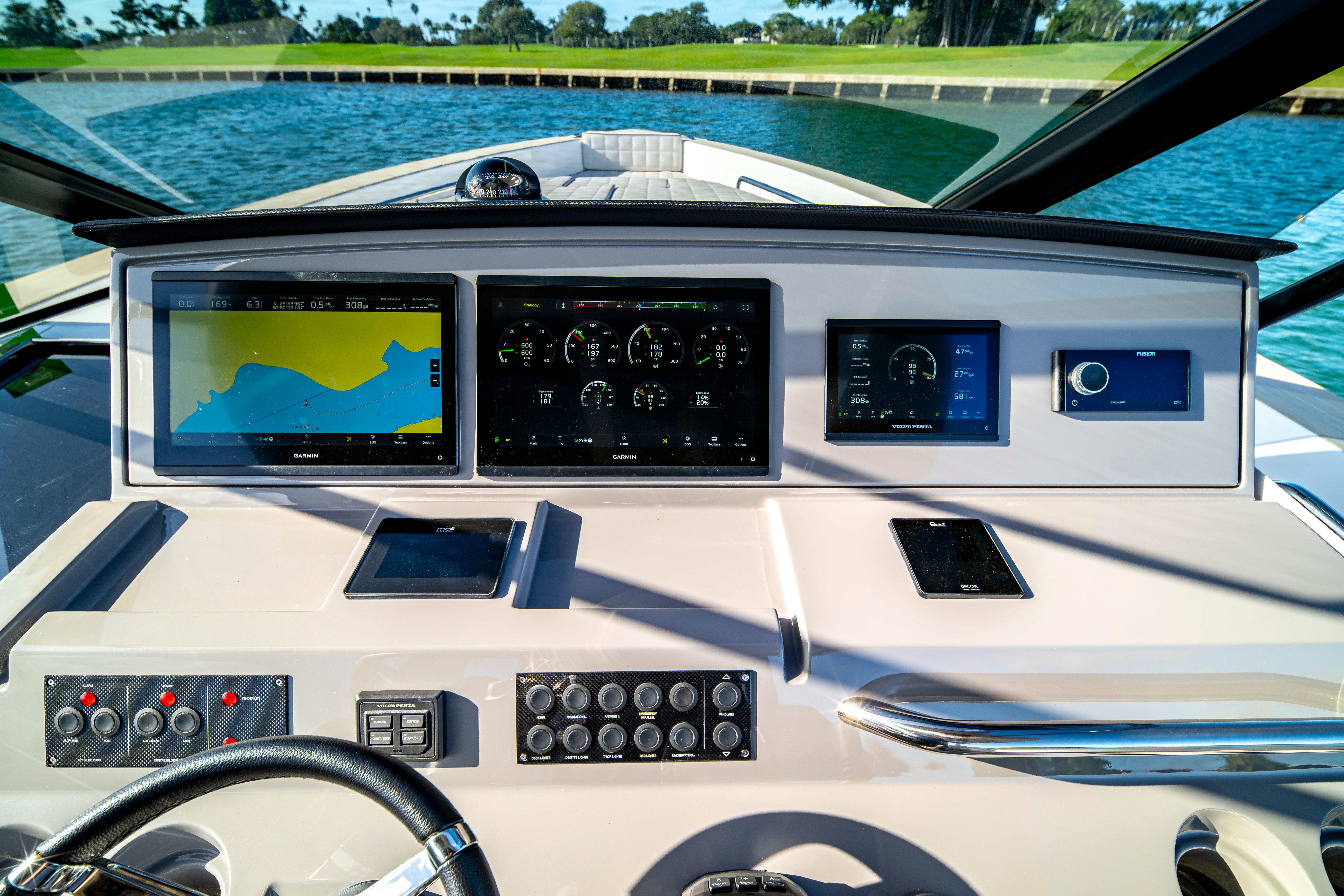 2024 Pardo Yachts P43 helm with advanced navigation and control displays.