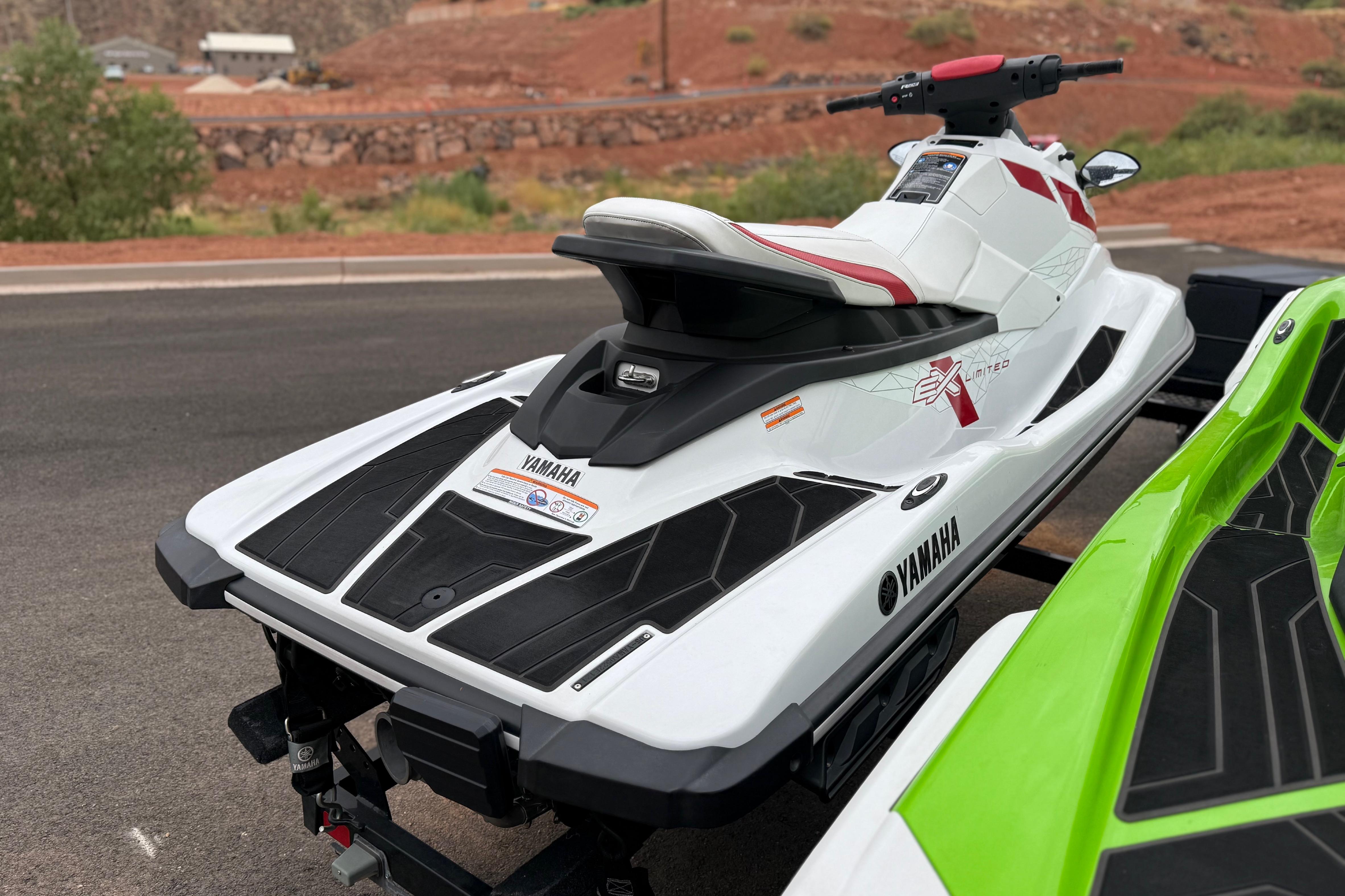 2021 Yamaha WaveRunner EX Limited jet ski on trailer, parked outdoors.