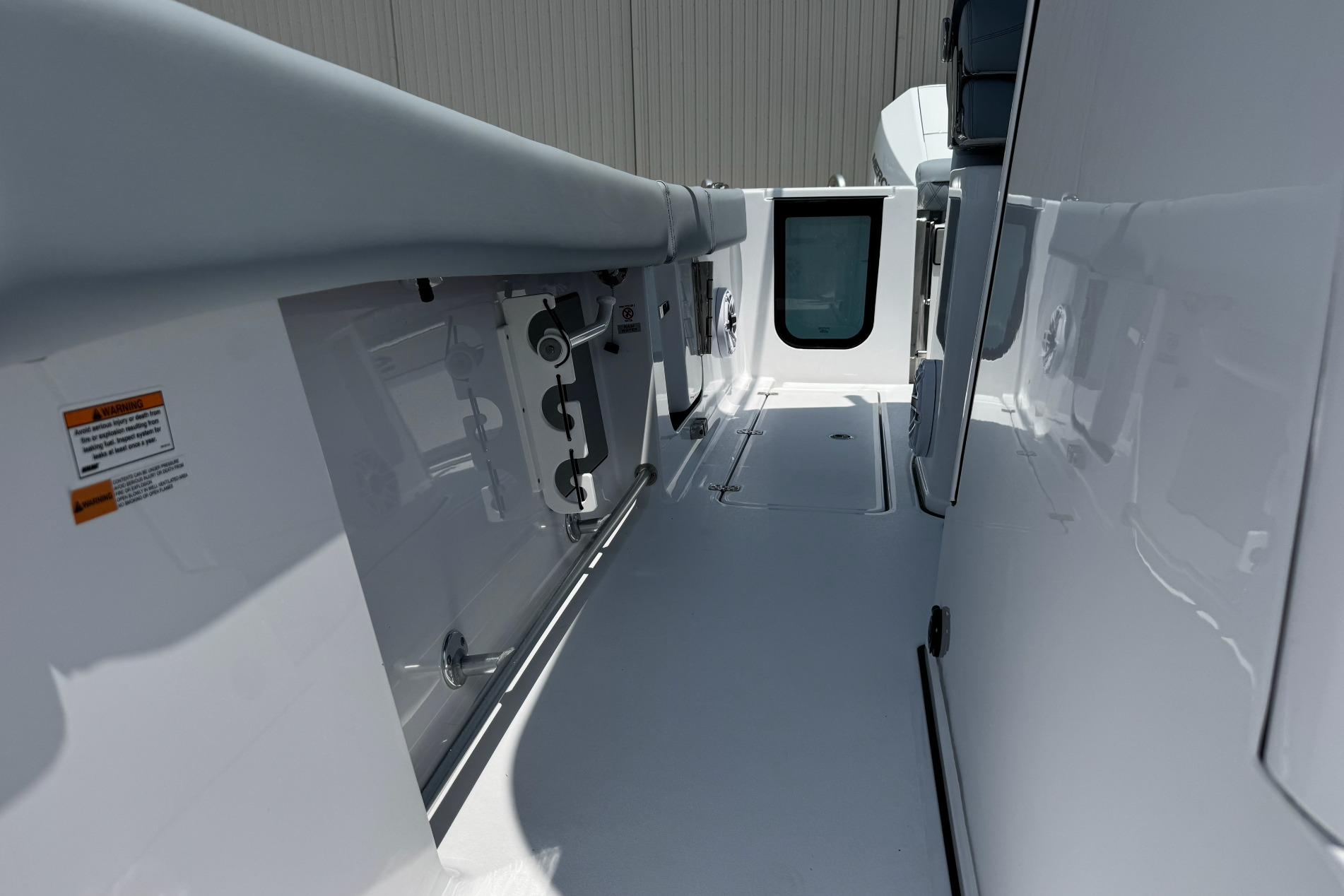 2026 Sportsman Open 262 Center Console boat interior, showcasing sleek design and storage features.