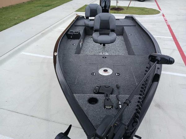 2025 Tracker Super Guide V-16 T fishing boat with dual seats and trolling motor.