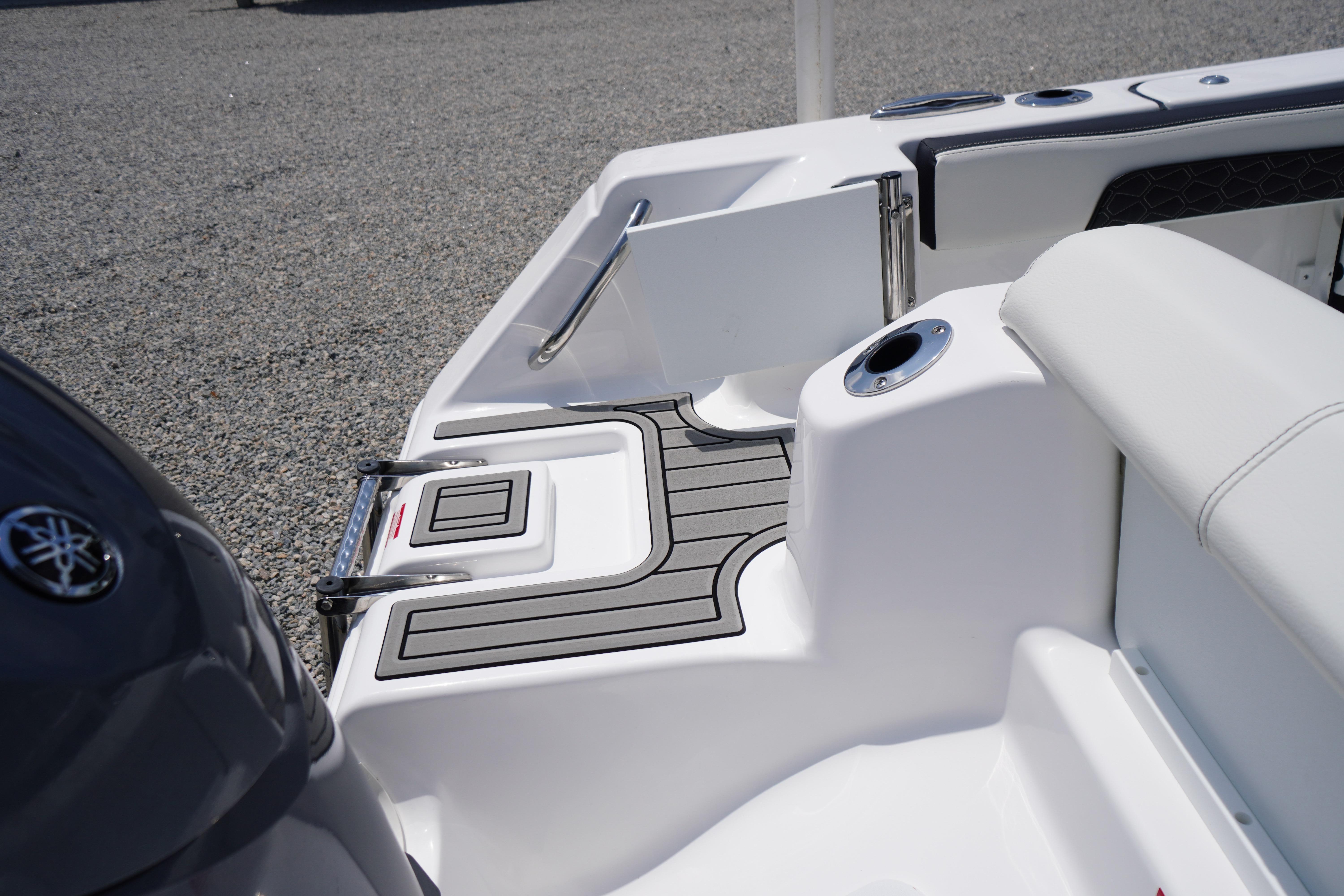 2027 Tidewater 220 CC Adventure boat interior with sleek seating and modern design.