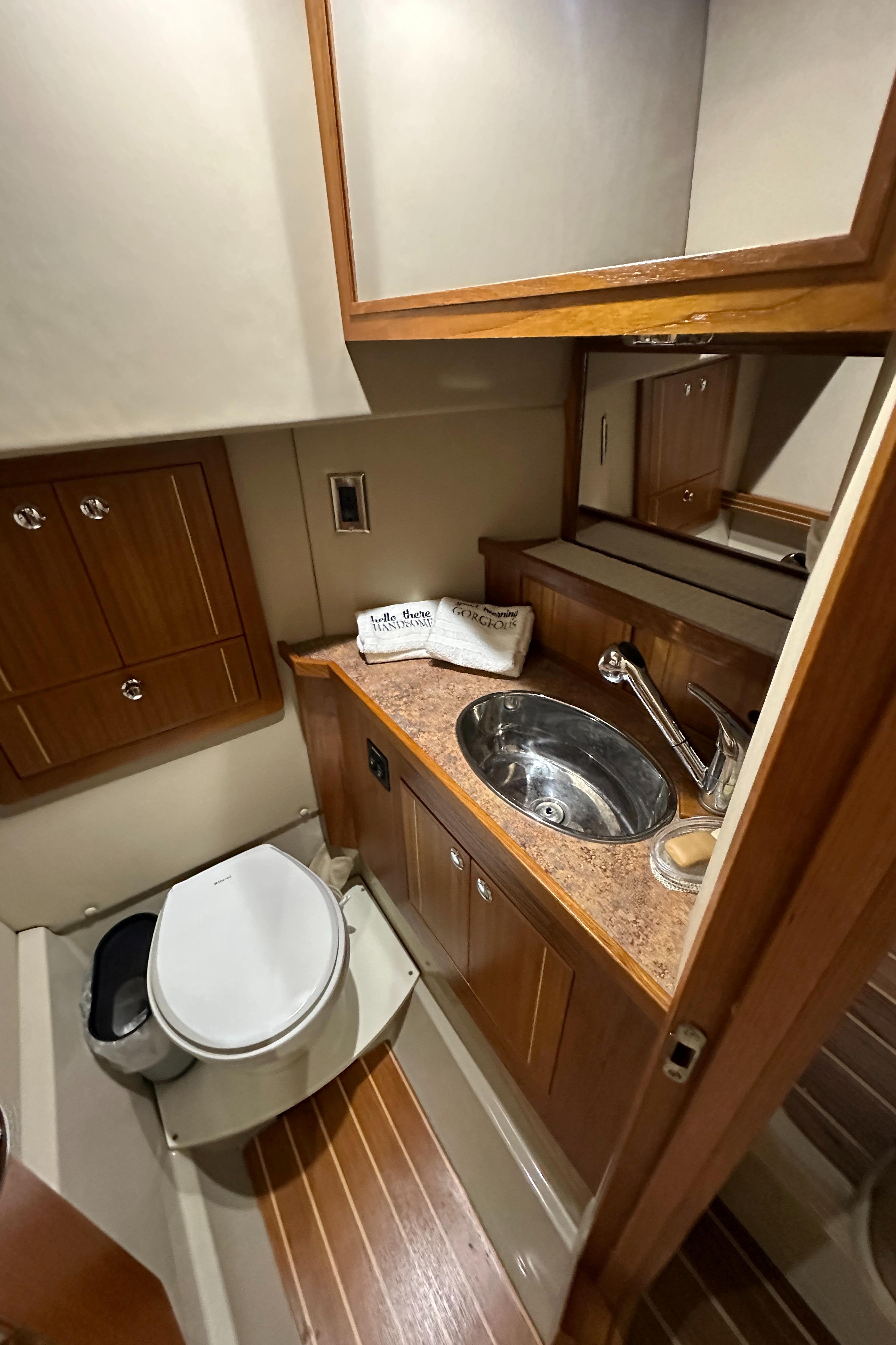 Luxurious bathroom in Aspen C100 yacht, year 2016.
