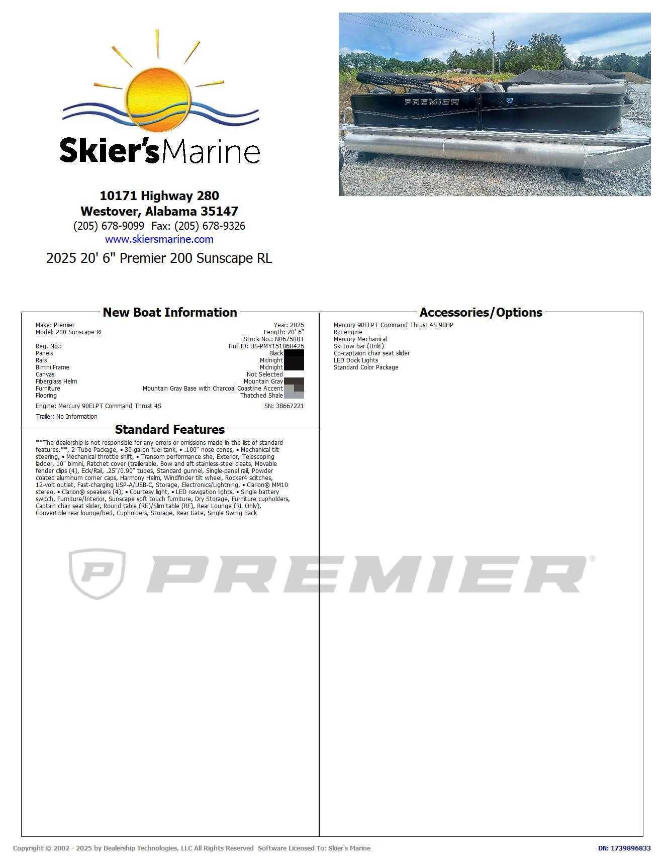 2025 Premier 200 Sunscape RL - 2