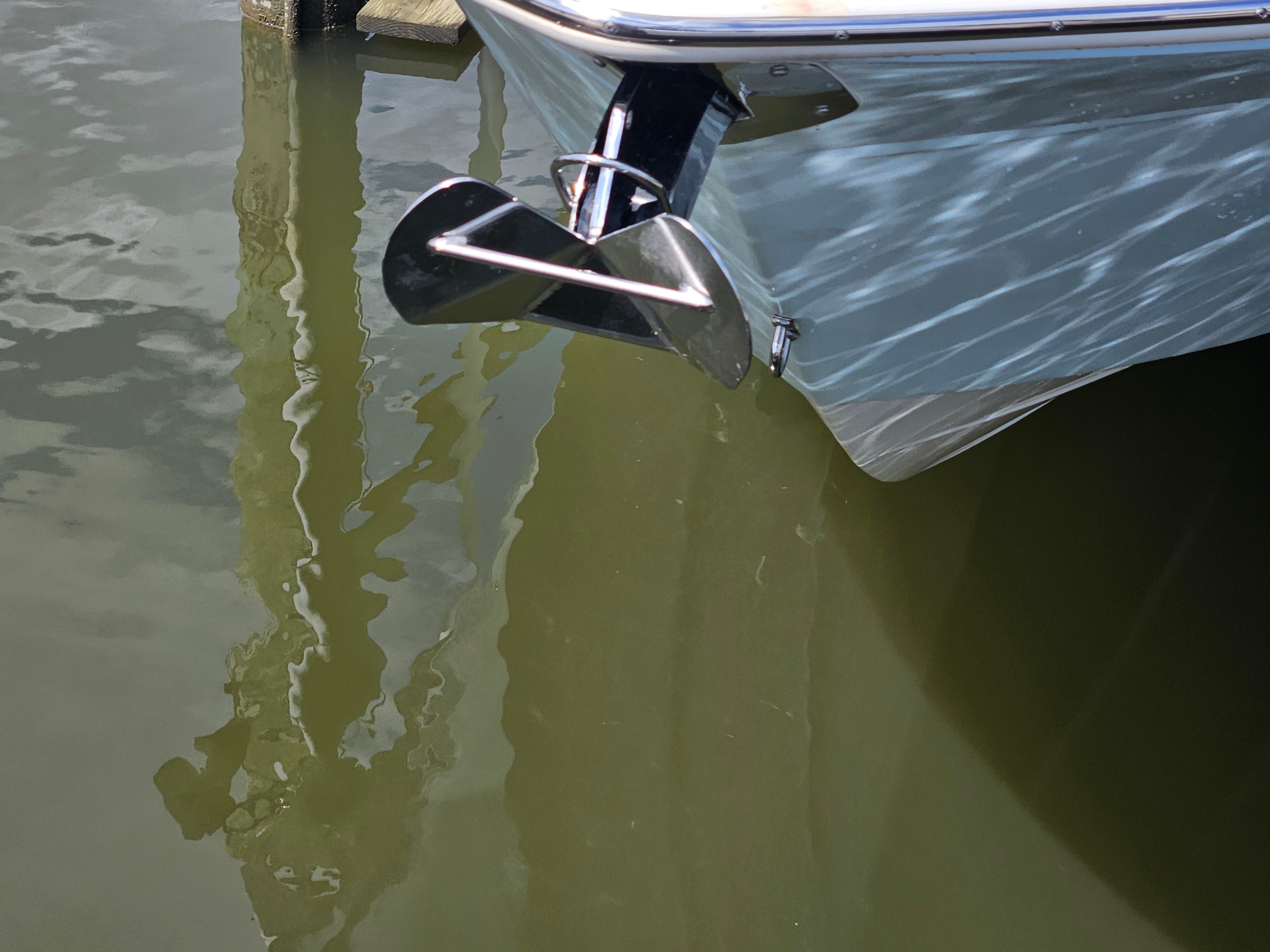 Bow of a 2021 Sea Fox 288 Commander boat in water.