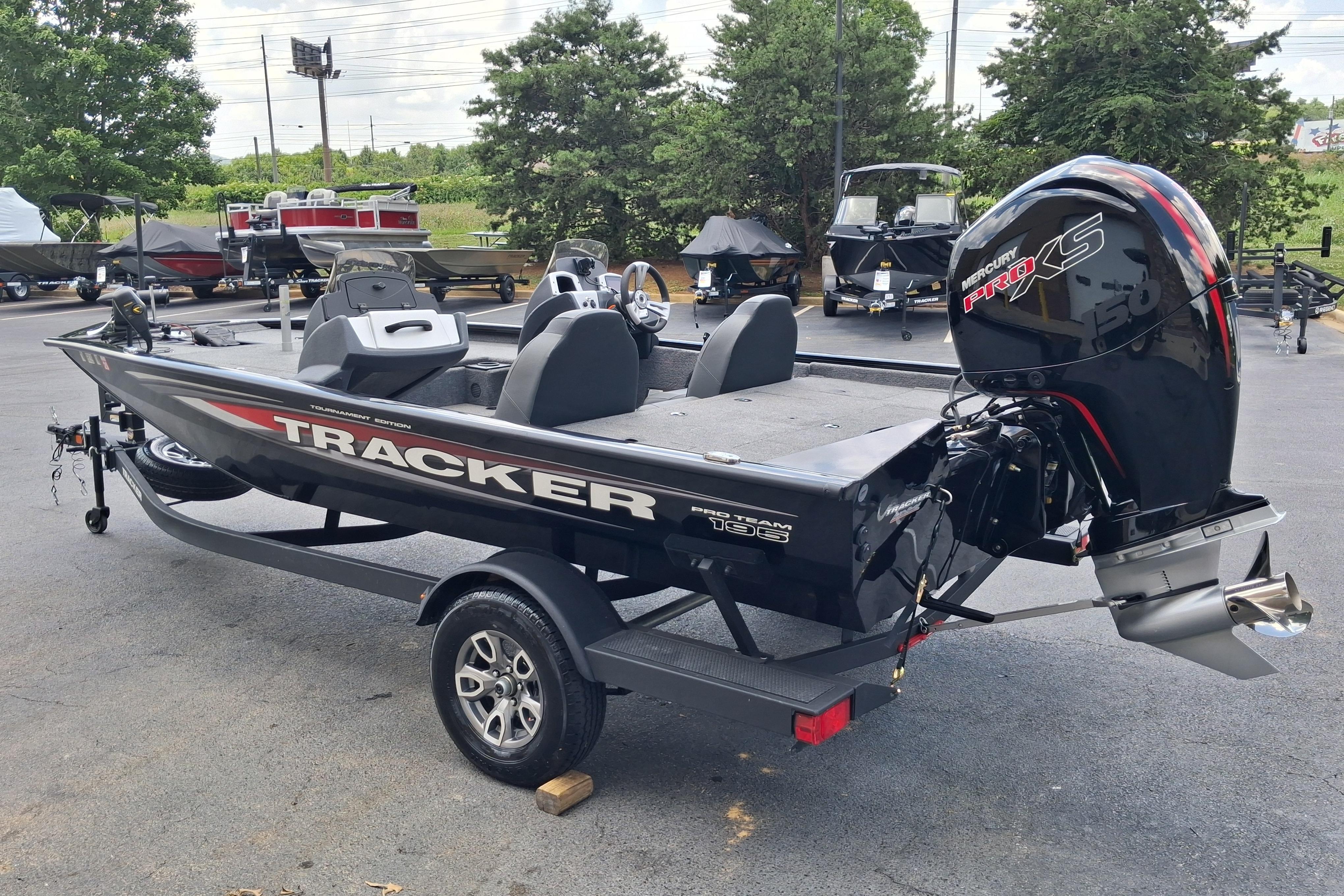 2025 Tracker Pro Team 195 Tournament Edition boat with Mercury Pro XS engine.