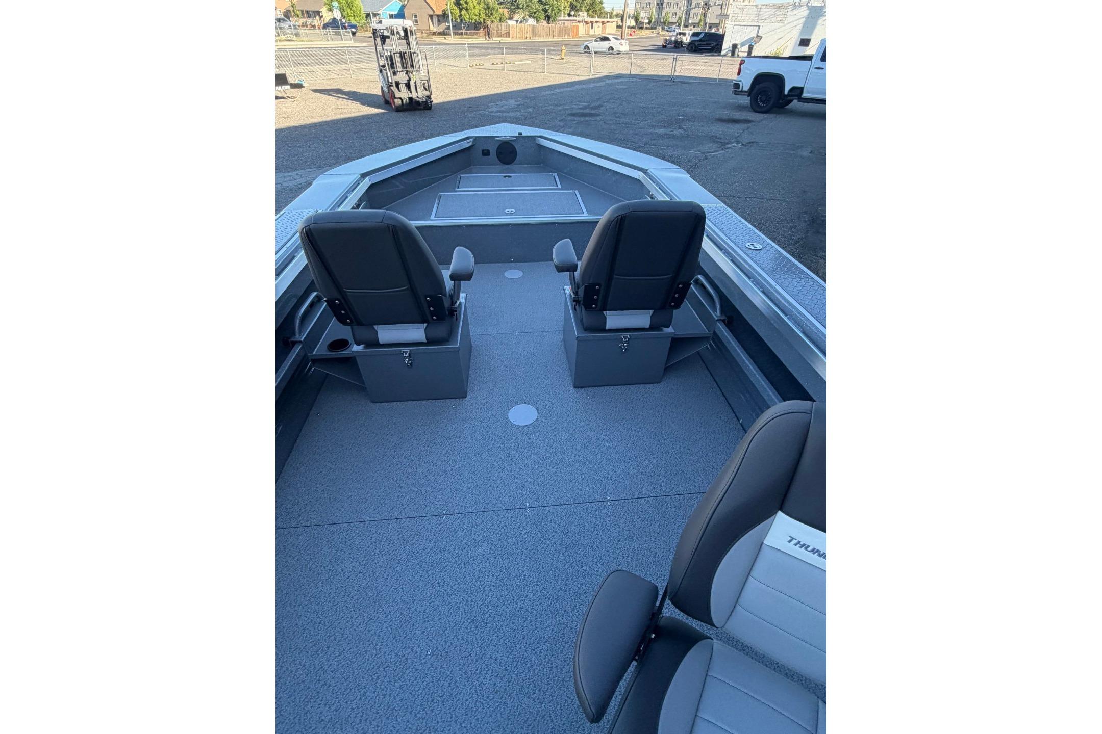 Interior view of 2026 Thunder Jet 209 Rush OT boat with seating arrangement.