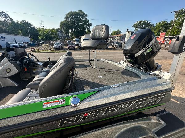2017 Nitro Z21 Z-Pro High Performance boat with Mercury engine, parked outdoors.