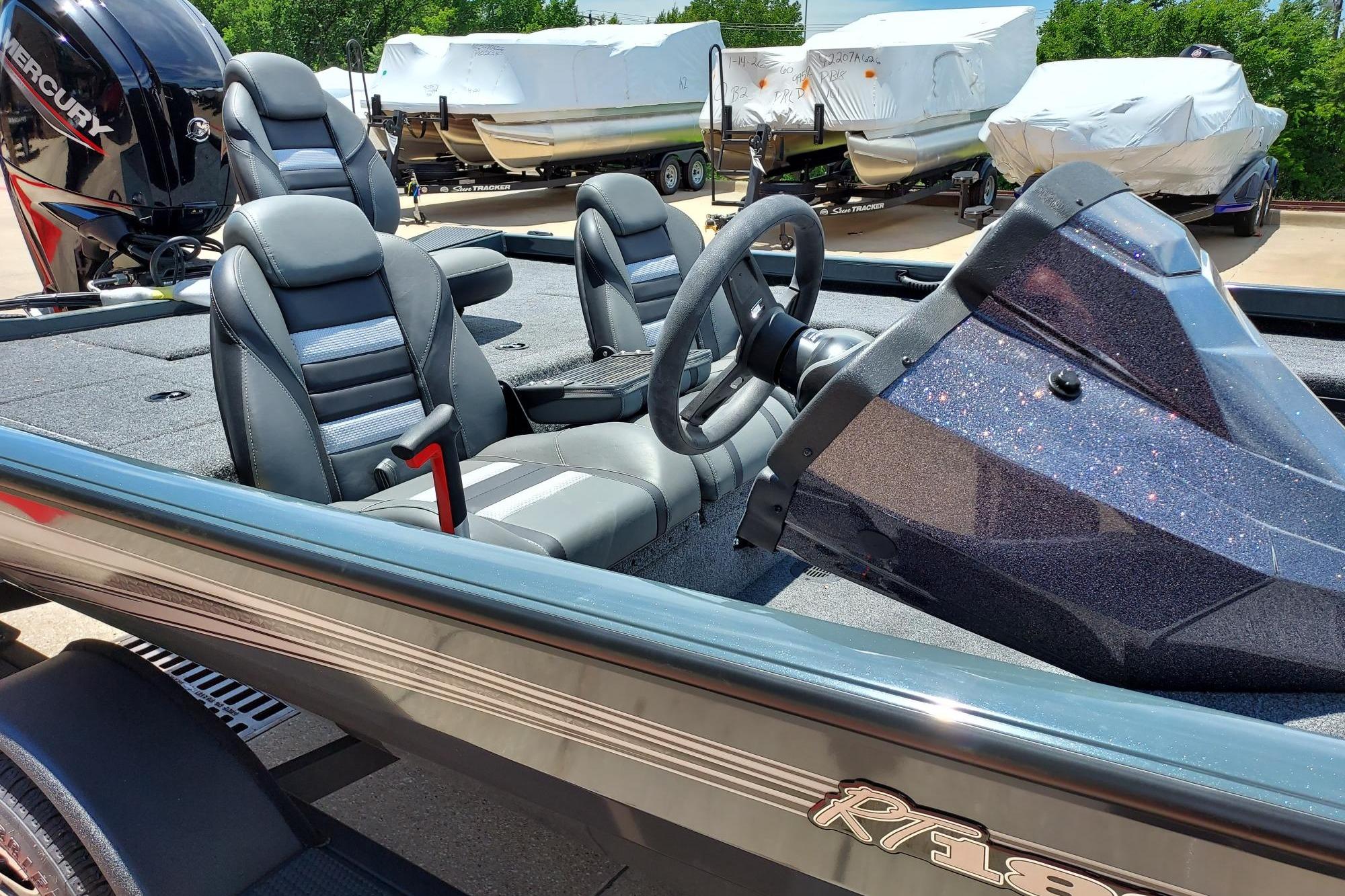 2026 Ranger RT188C boat interior with sleek seating and modern steering console.