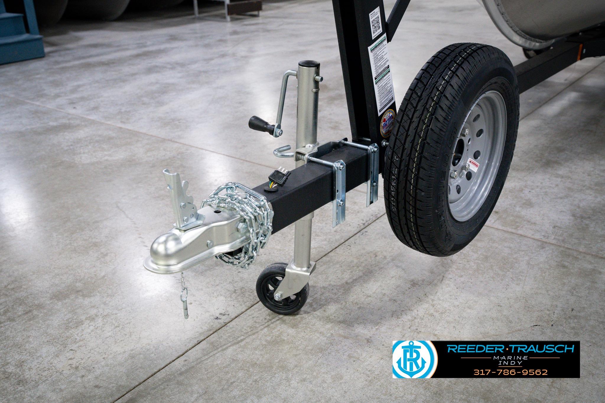 Trailer hitch and wheel assembly for 2026 Lund 1600 Fury SS boat.