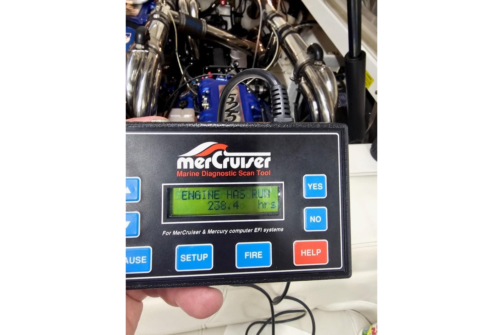 MerCruiser diagnostic tool displaying engine hours on 2004 Fountain 42 Lightning boat.