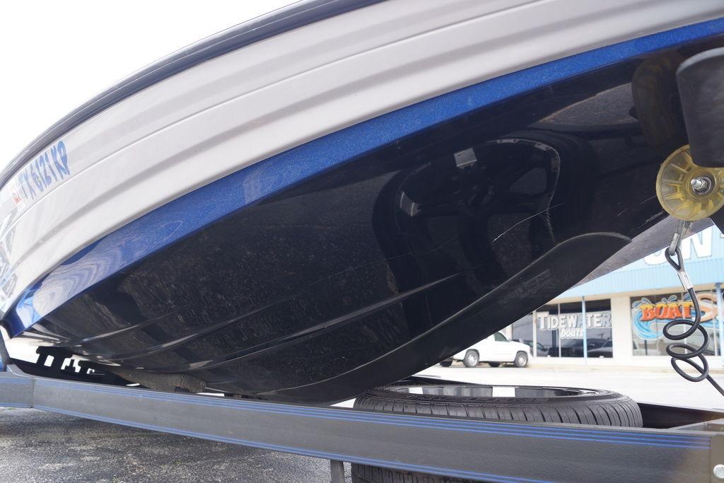 2020 Skeeter FXR21 Limited boat hull on trailer, showcasing sleek design.