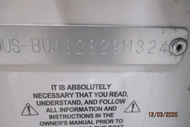2024 Tahoe 2150 CC boat identification plate with safety instructions and date stamp.
