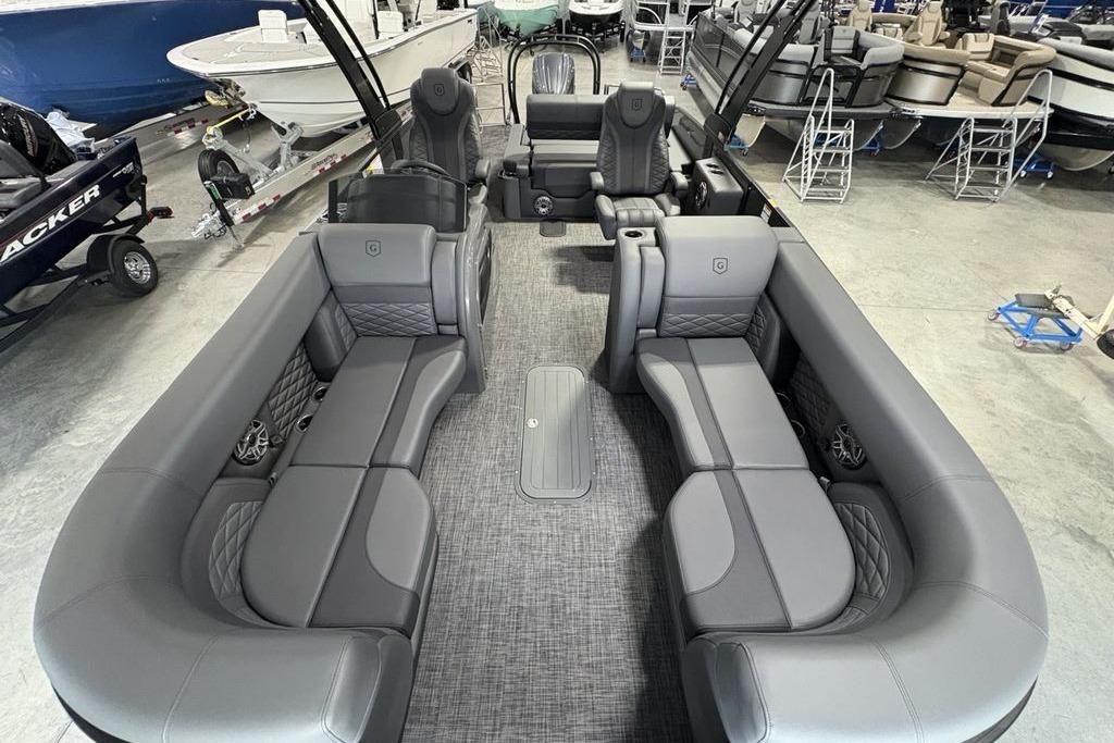Luxurious interior of 2026 Godfrey Monaco 235 SFLC iMPACT 2.0 pontoon boat.
