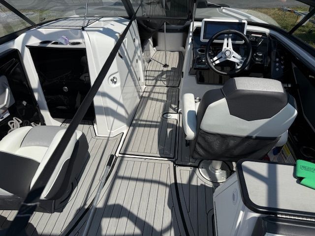Interior of a 2021 Yamaha 252SE boat with modern features.