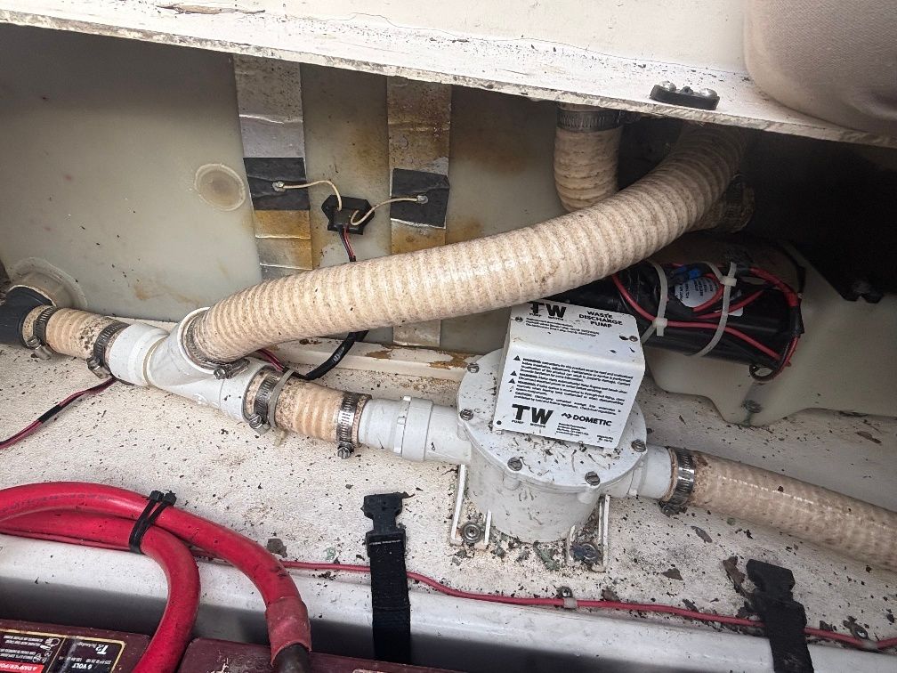 Interior view of 1997 Donzi 275LXC with waste pump.