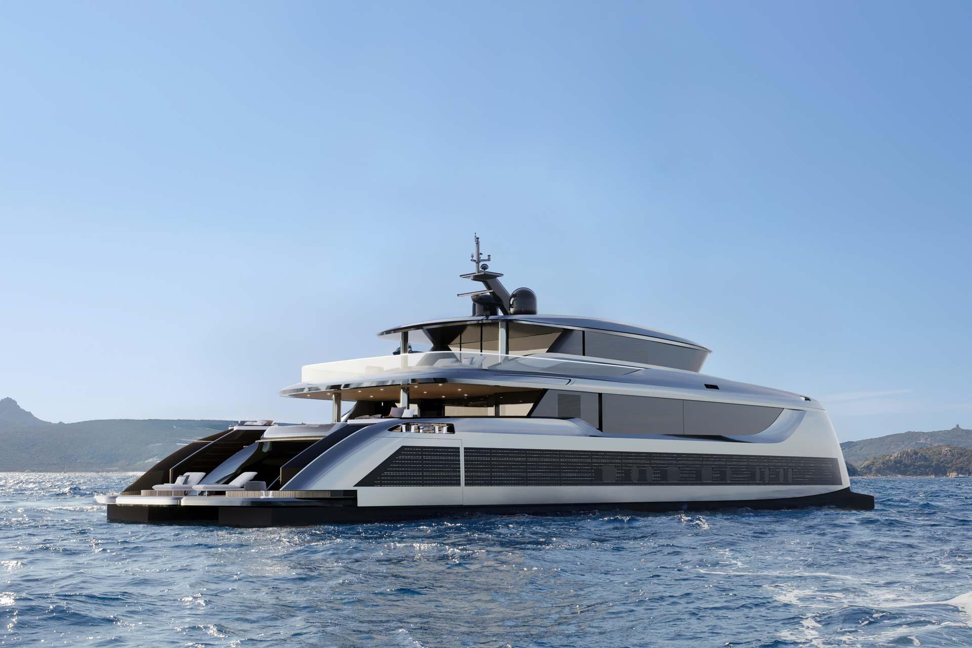 Luxury Sunreef 40M Explorer Eco yacht, 2026 model, cruising in open sea.