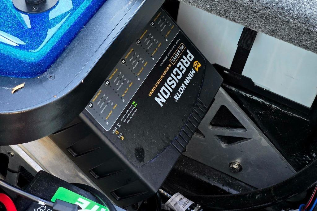 Minn Kota Precision charger in 2026 Skeeter ZXE20 boat, close-up view.