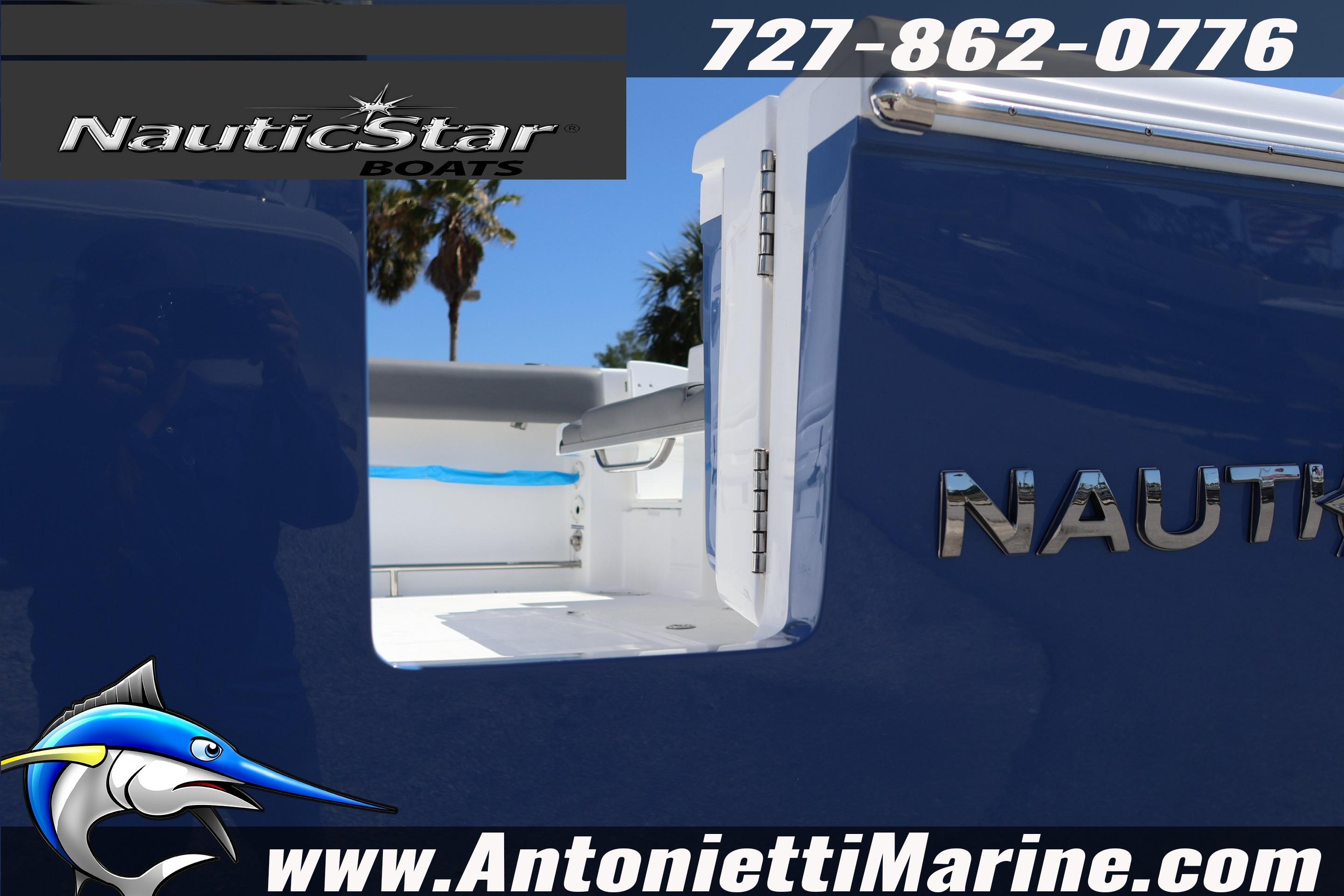 2026 NauticStar 292 Legacy boat, blue exterior, showcased by Antonietti Marine.