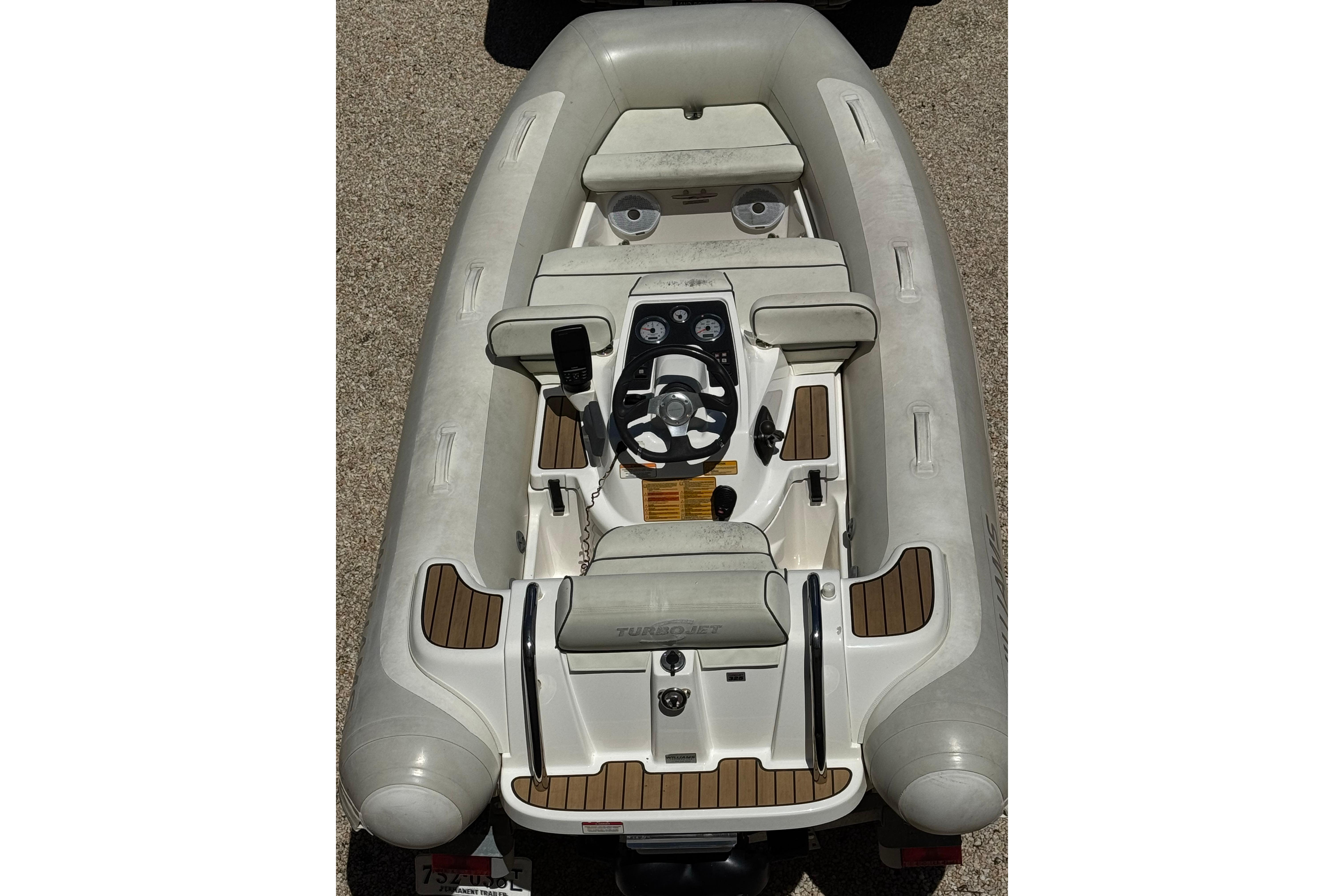 2017 Williams Jet Tenders Turbojet 325, top view, featuring steering console and seating.