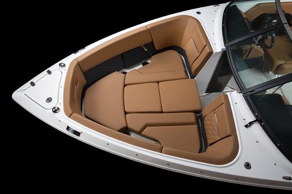Manufacturer Provided Image: 2025 Four Winns H4 boat interior with tan seating and sleek design.