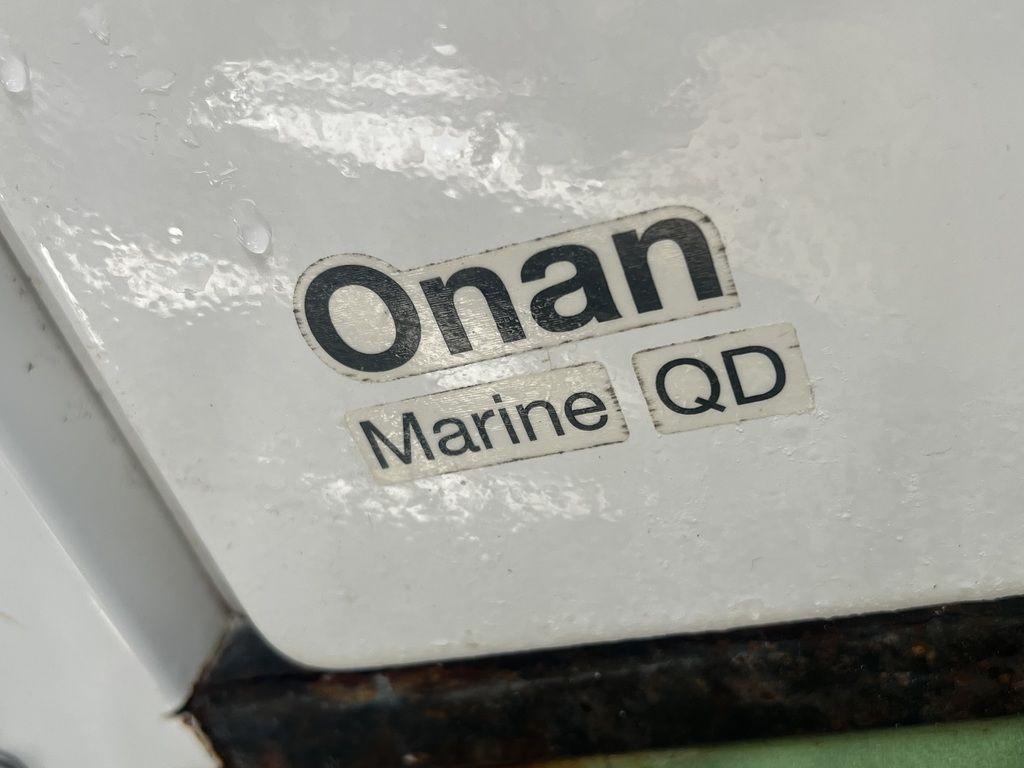 Onan Marine QD label on 2021 Regulator 41 boat.