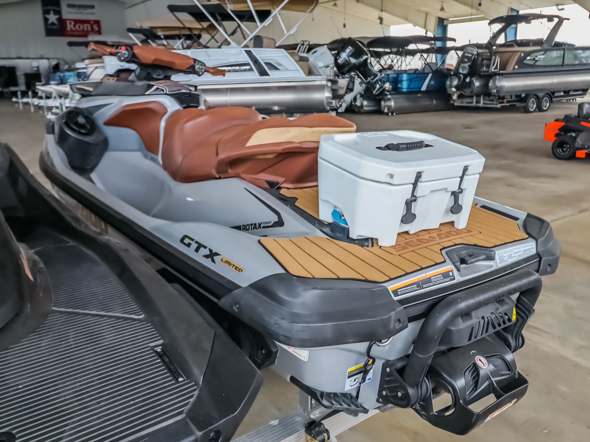 2018 Sea-Doo GTX300 jet ski in a storage facility.