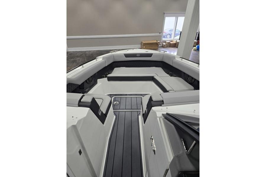 2026 Cobalt R31 boat interior with sleek seating and modern design.