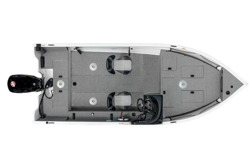 Top view of 2026 Crestliner 1850 Kodiak SC fishing boat layout.