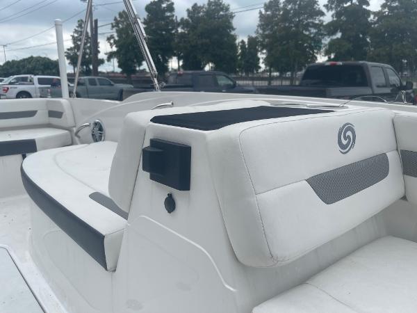 2022 Hurricane SS185 OB boat interior with white and black seating.