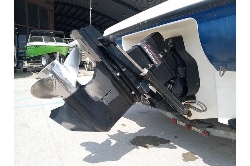 2008 Bayliner 175 boat with MerCruiser outdrive in a marina setting.
