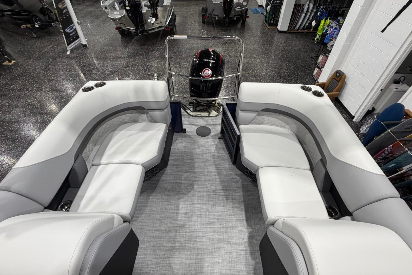 2026 Lowe SS 230 WT boat interior with plush seating and modern design.