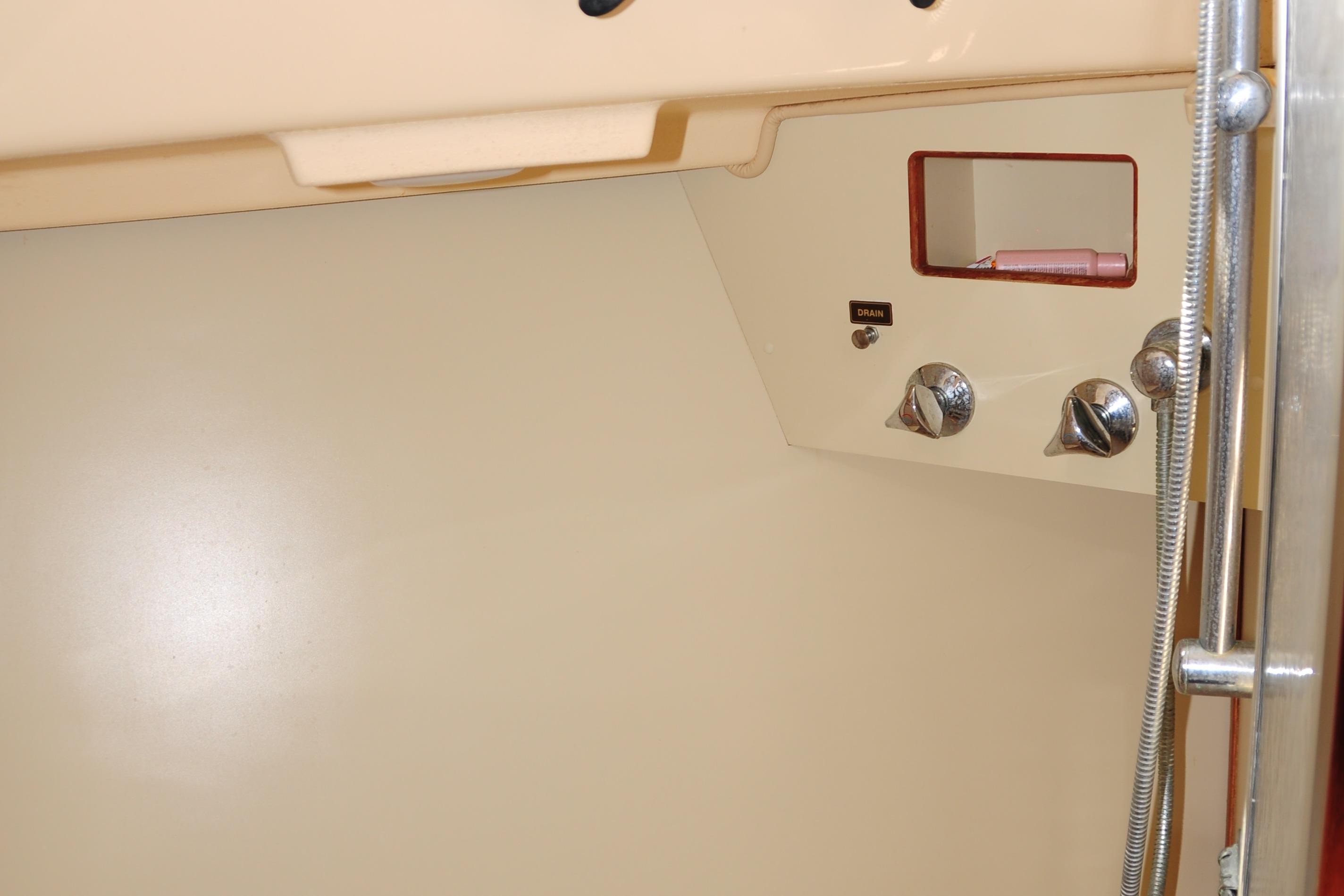 Interior view of 2002 Island Packet 420 yacht shower controls and fixtures.