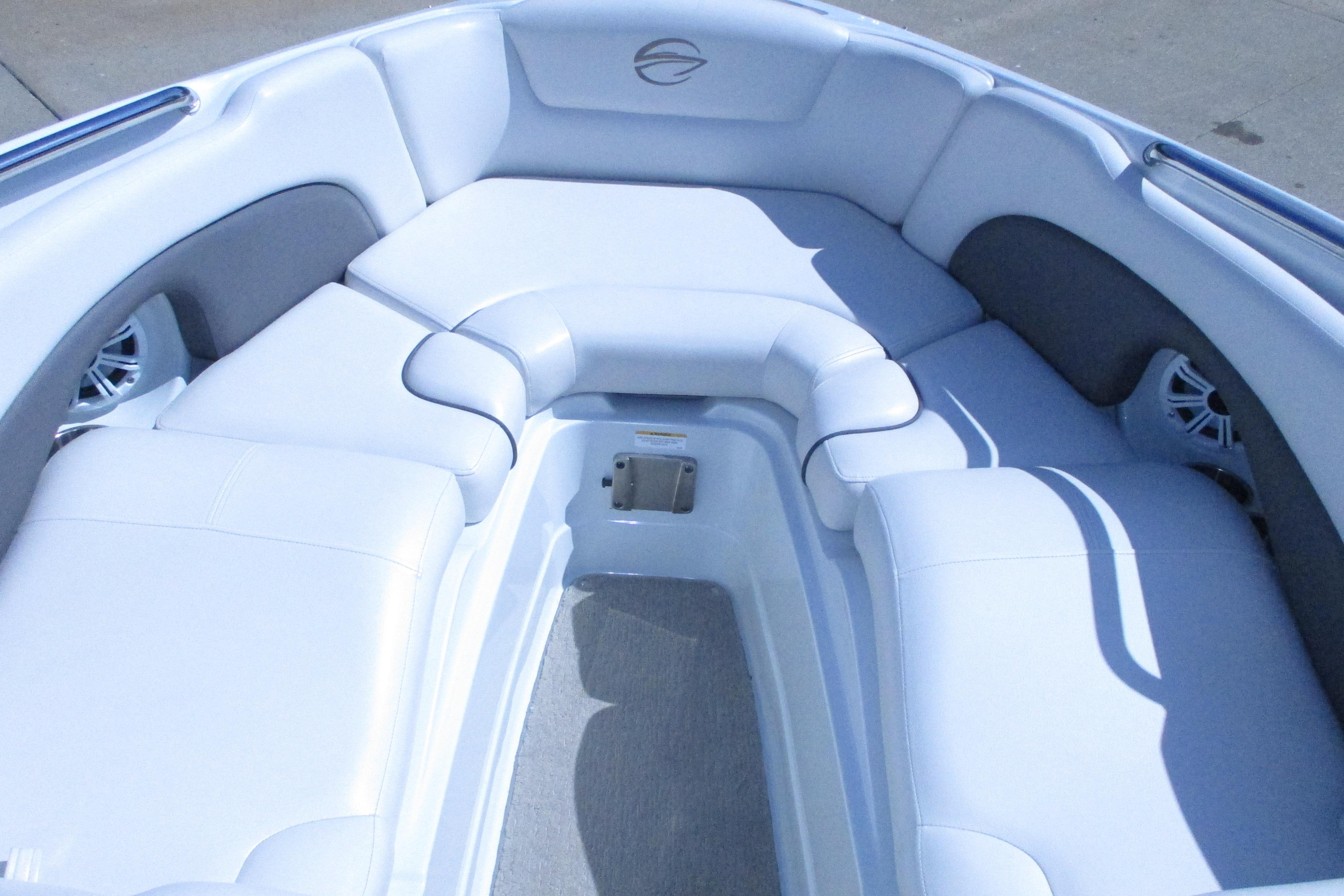 2017 Crownline 255 SS boat interior with white cushioned seating.