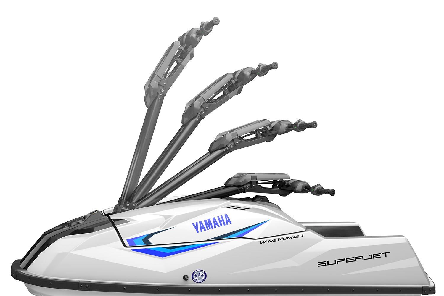 Manufacturer Provided Image: 2026 Yamaha WaveRunner SuperJet with adjustable handlebars, sleek white design.