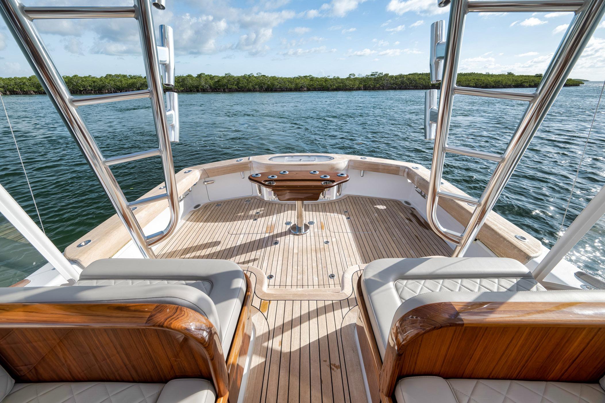 2022 Winter Custom Yachts 38 Walk Around, luxurious deck view on calm waters.