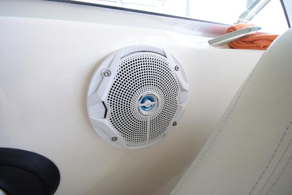 Close-up of a speaker on a 2010 Bryant 255 boat.