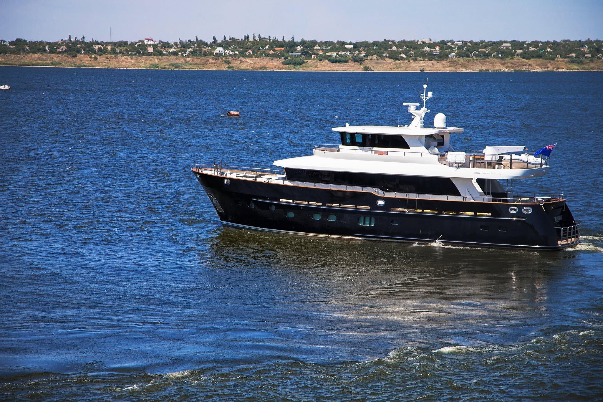 Fifth Ocean Yachts 24m Displacement Explorer Yacht, 2014, cruising on a serene blue sea.