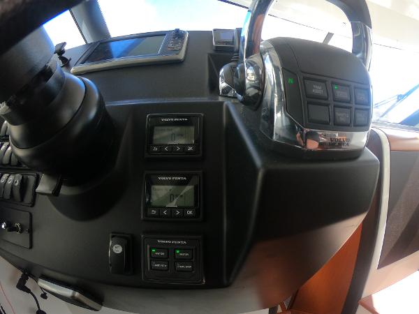 Control panel of a 2017 Jeanneau NC 11 boat with Volvo Penta controls.
