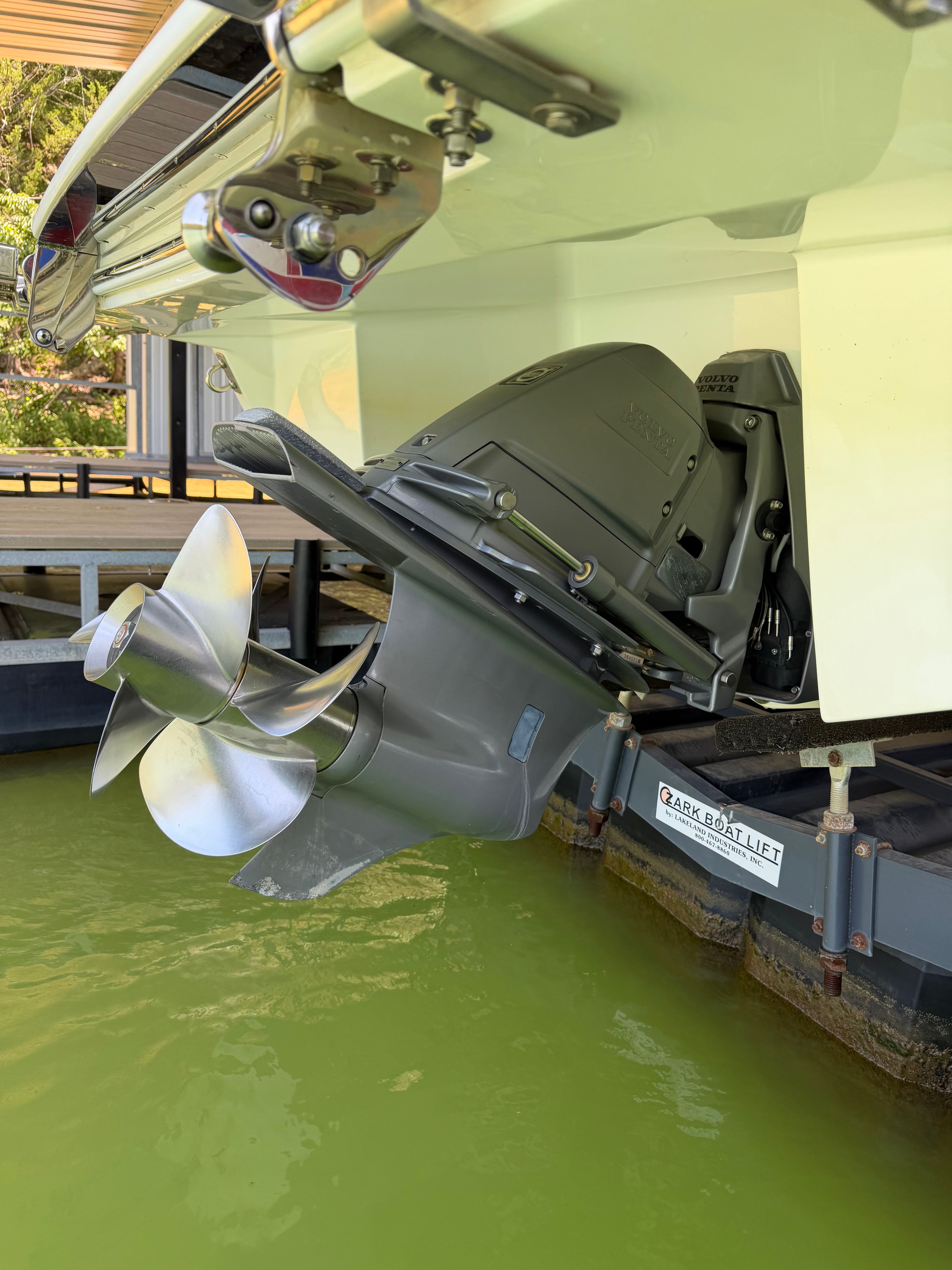 A Cobalt boat with a powerful outboard motor in the water.