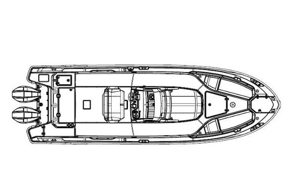 Manufacturer Provided Image: Top view schematic of 2026 Boston Whaler 280 Dauntless boat layout.