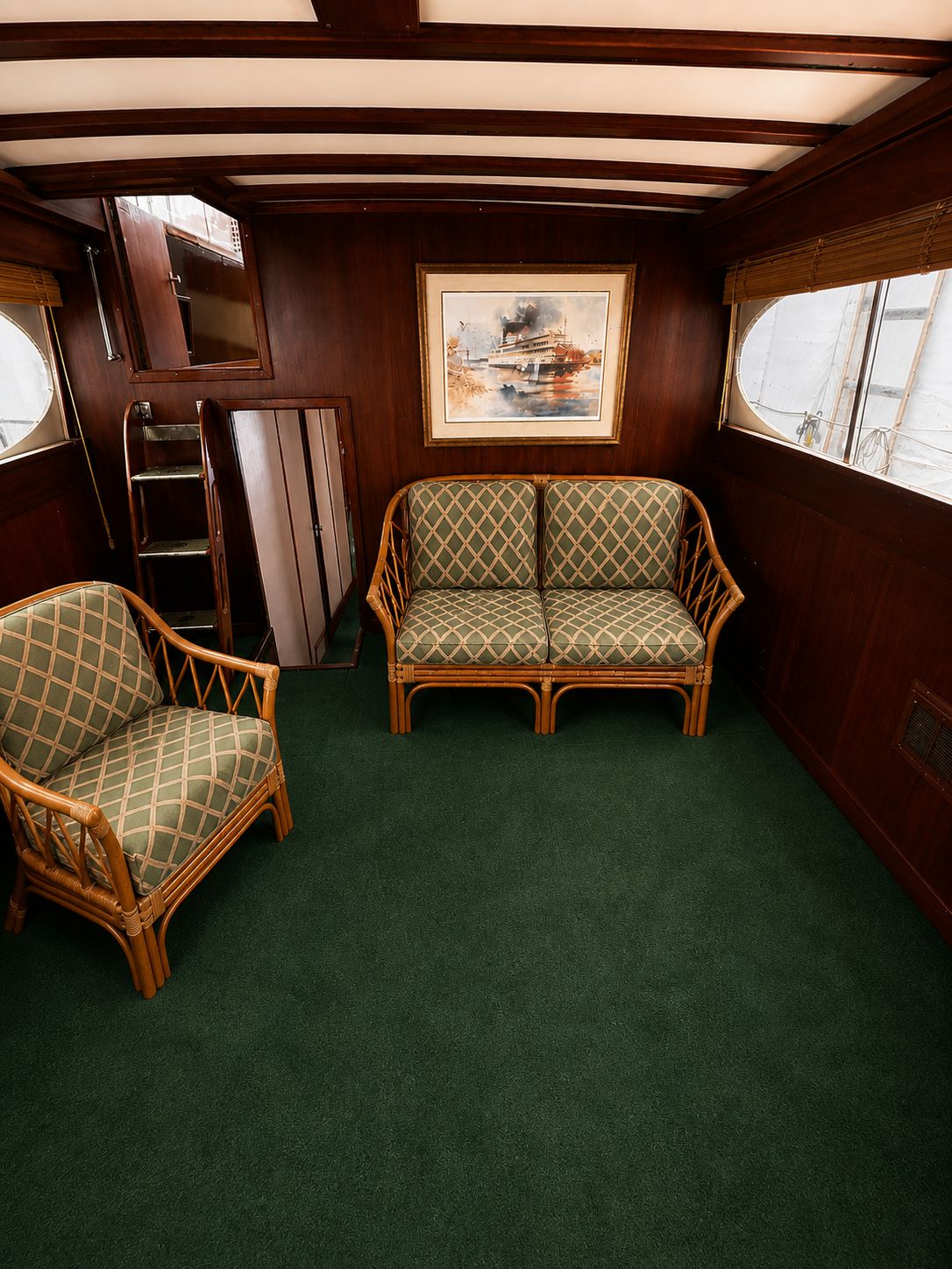 Interior of a 1951 Chris-Craft 50 Catalina yacht.