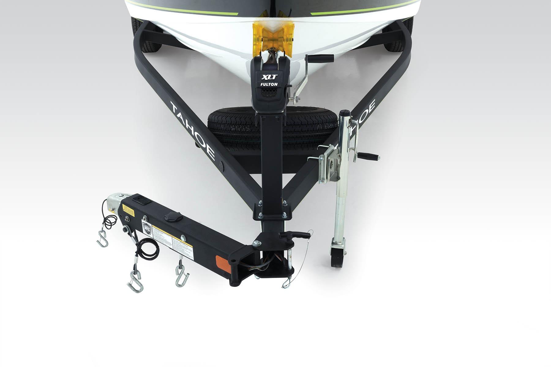 2023 Tahoe 210 Si Limited boat trailer hitch and frame, front view.