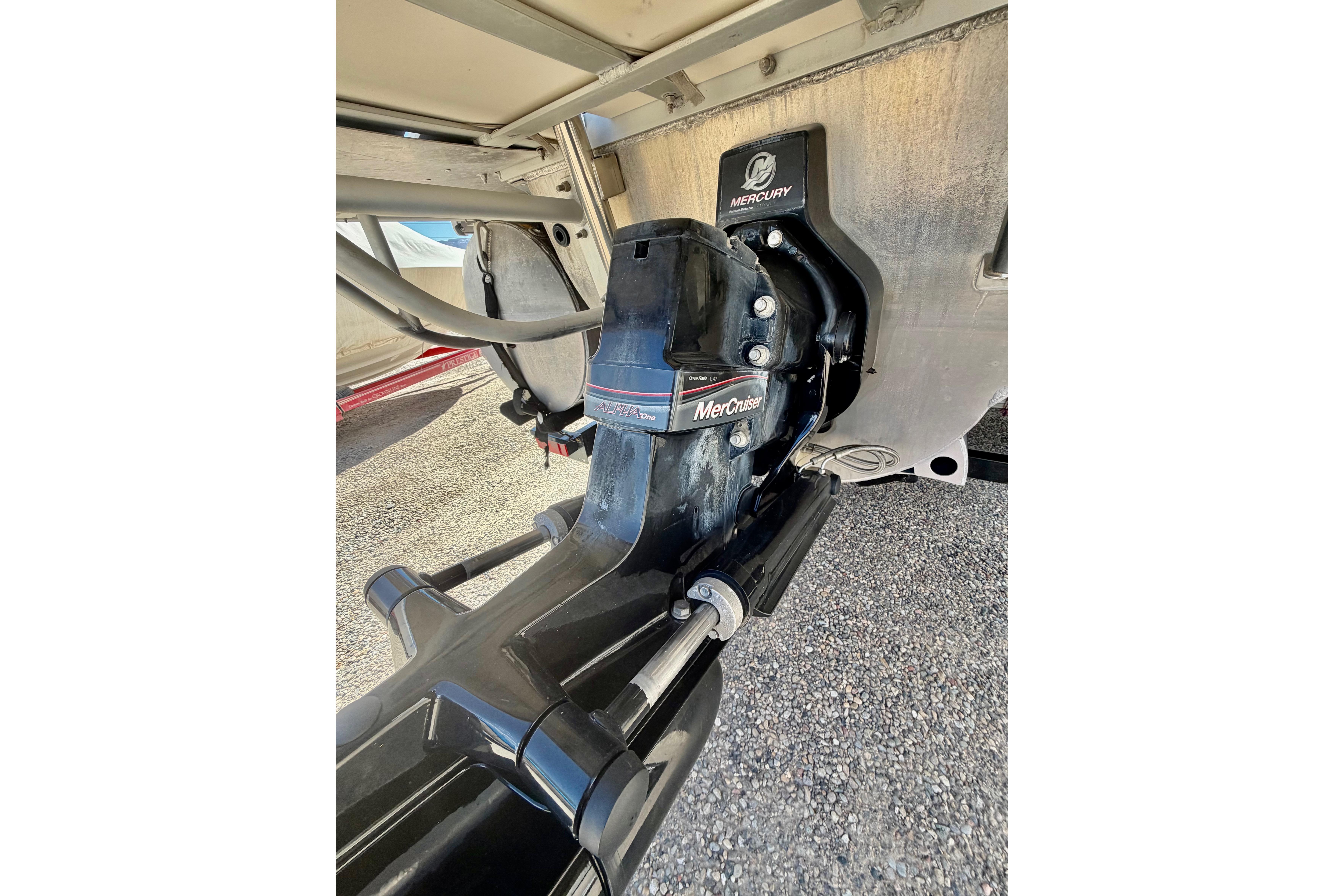 Close-up of a 2006 South Bay 925CR boat's MerCruiser engine component.