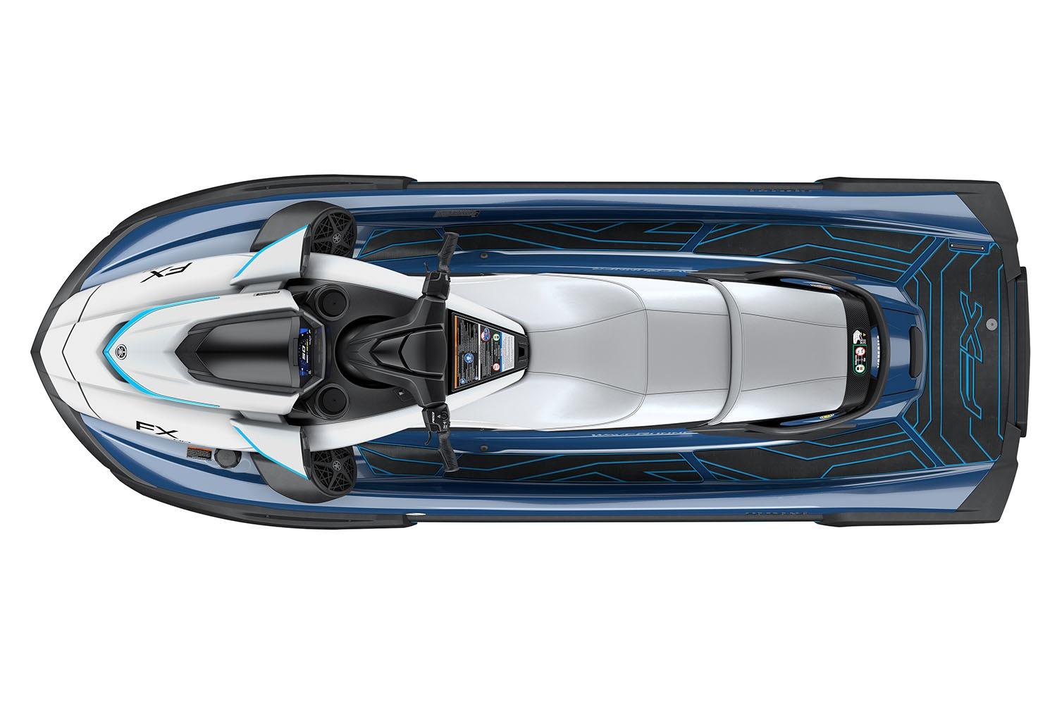 Manufacturer Provided Image: 2026 Yamaha WaveRunner FX HO, top view, sleek blue and white design.